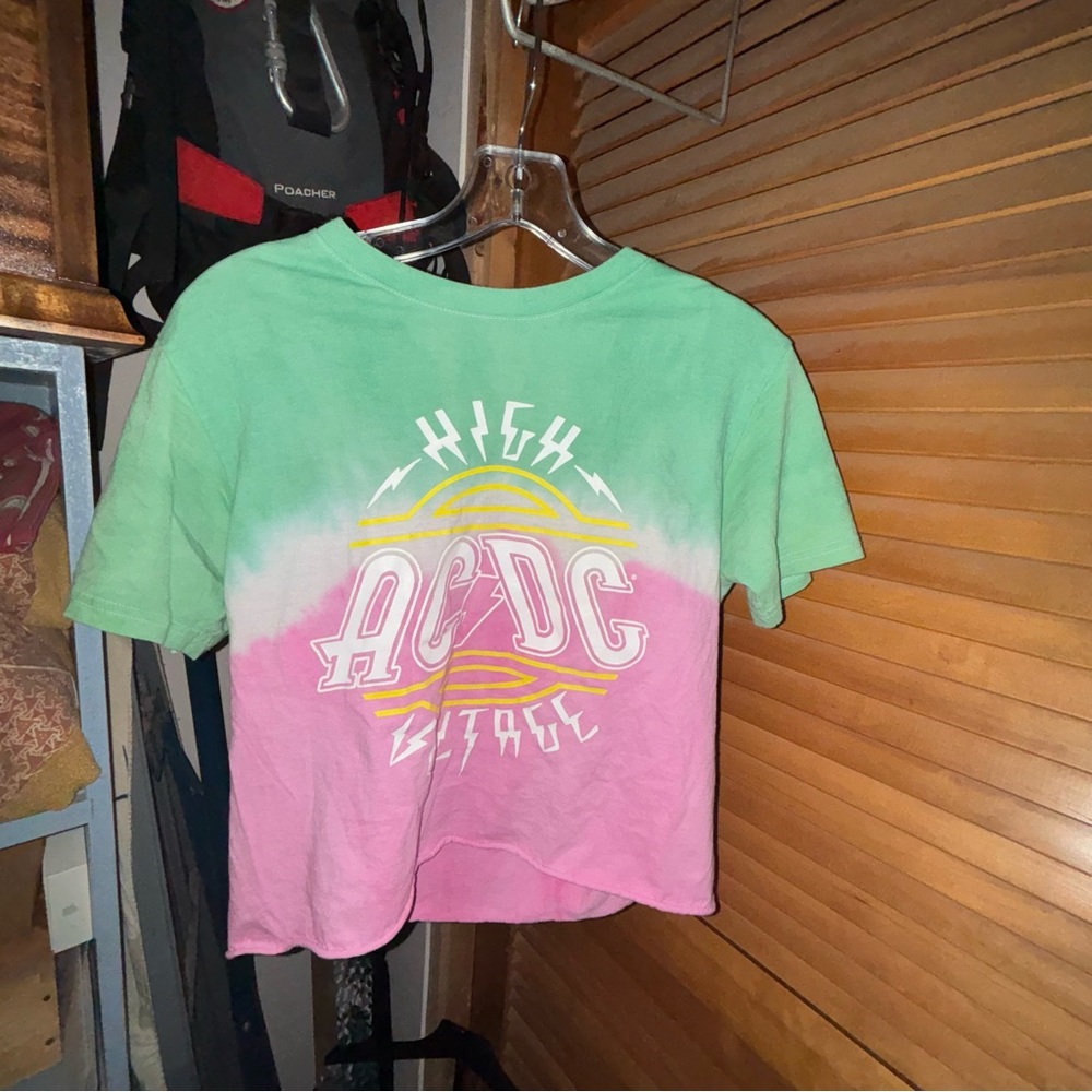 AC/DC Green and Pink Short Sleeve Tee - Picture 1 of 4